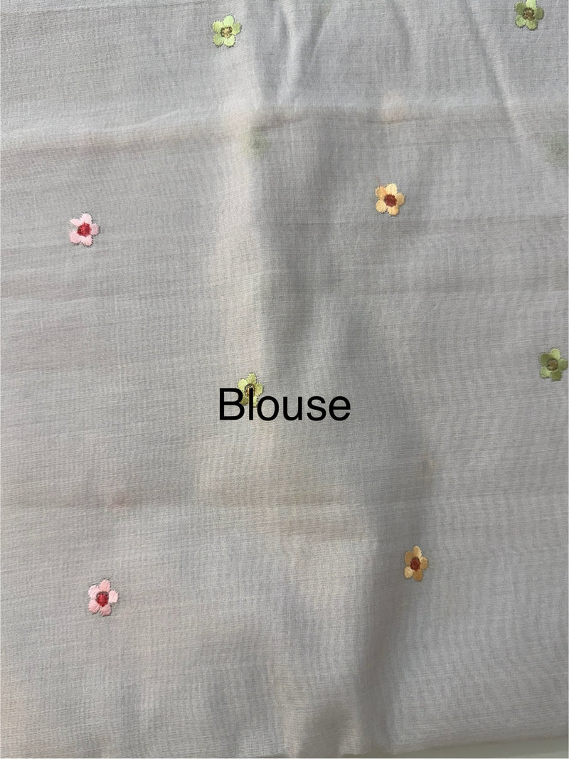 Mul chanderi saree with embriodery borders MSH113 - DuskyLavender