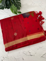 Semi jute silk saree with organza pallu MJL406 Red