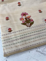 Blended semi tussar silk saree with embroidery MSJ677(3)- Cream