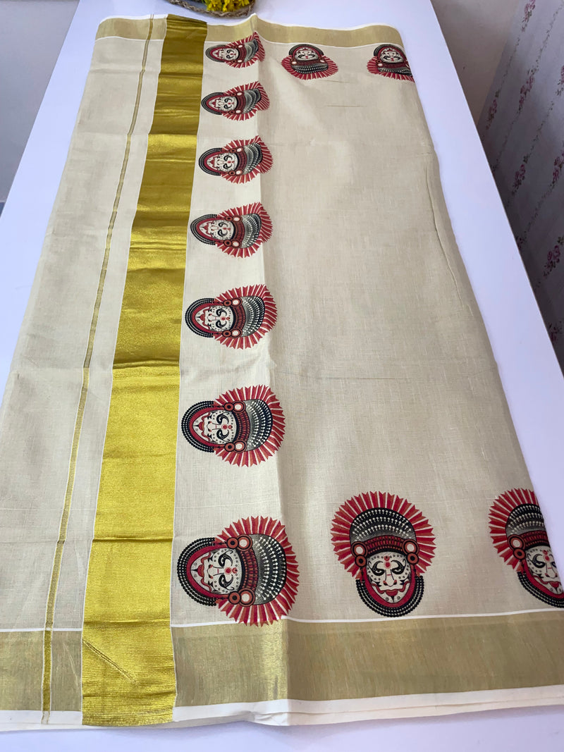 Kerala tissue saree - Theyyam Prints