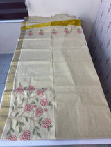 Kerala tissue saree with kanta embriodery