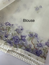 Organza saree with prints & hand embriodery work MS15333