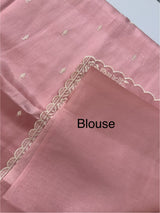 Tussar finish soft silk saree jugwith white thread embroidery MTS567 PastelPeachPink