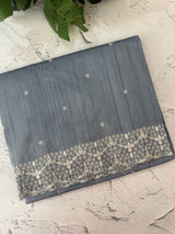 Semi tussar saree with embroidery MST122 BluishGrey