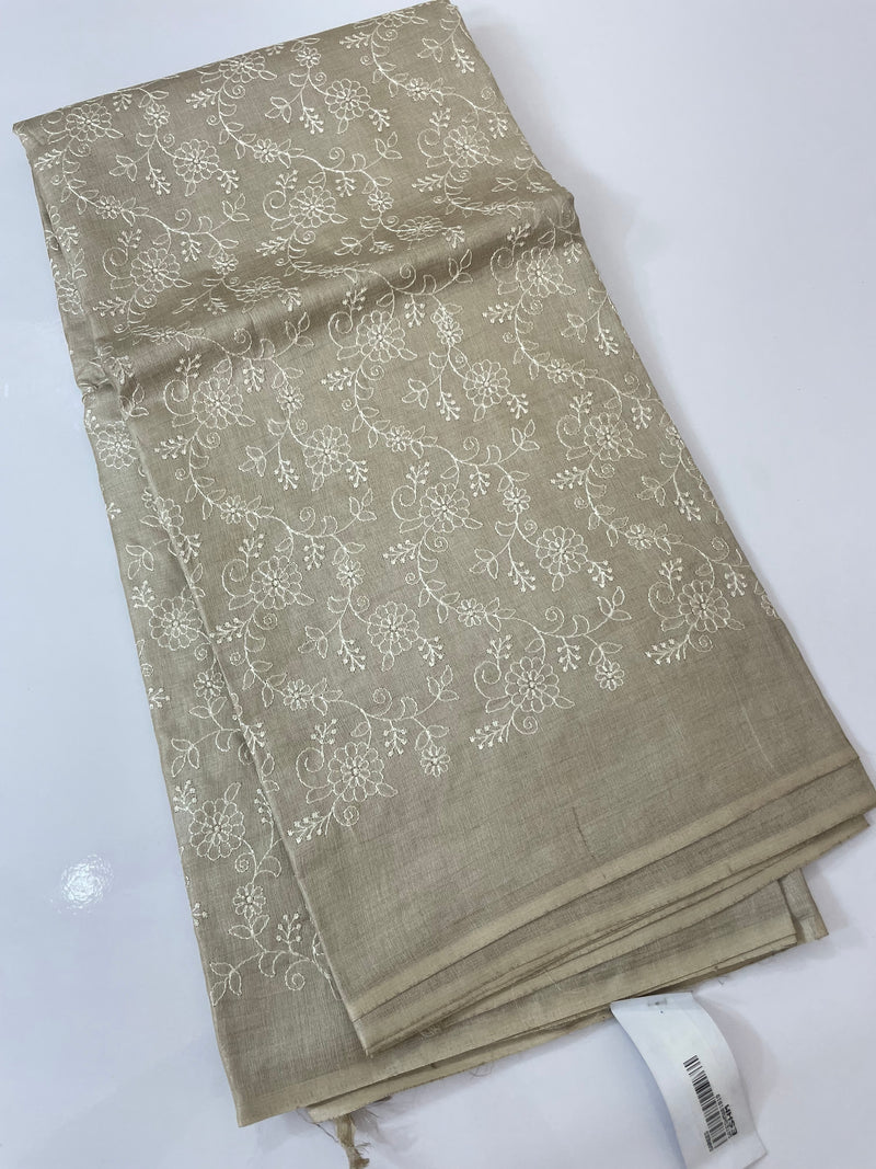 Pure desi tussar silk saree with embroidery(2) - MTSS659(1) Chiku