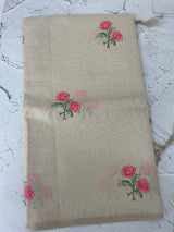 Tissue linen saree with embroidery MSL4900 - PeachRed Flowers