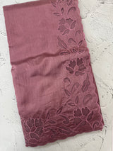 Semi silk saree with applique borders MSH231 DustyMauve