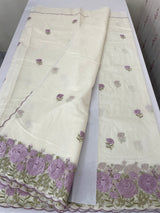 Mul chanderi embriodery saree with scalloped borders MSH176