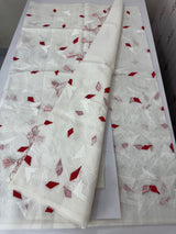 Kota Moonga checks saree with thread work MSH294 - White to Red
