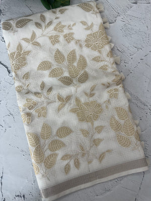 Kota silk saree with applique work  MSK4498 - White