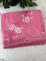 Kota checks saree with embroidery MS7679- Pink
