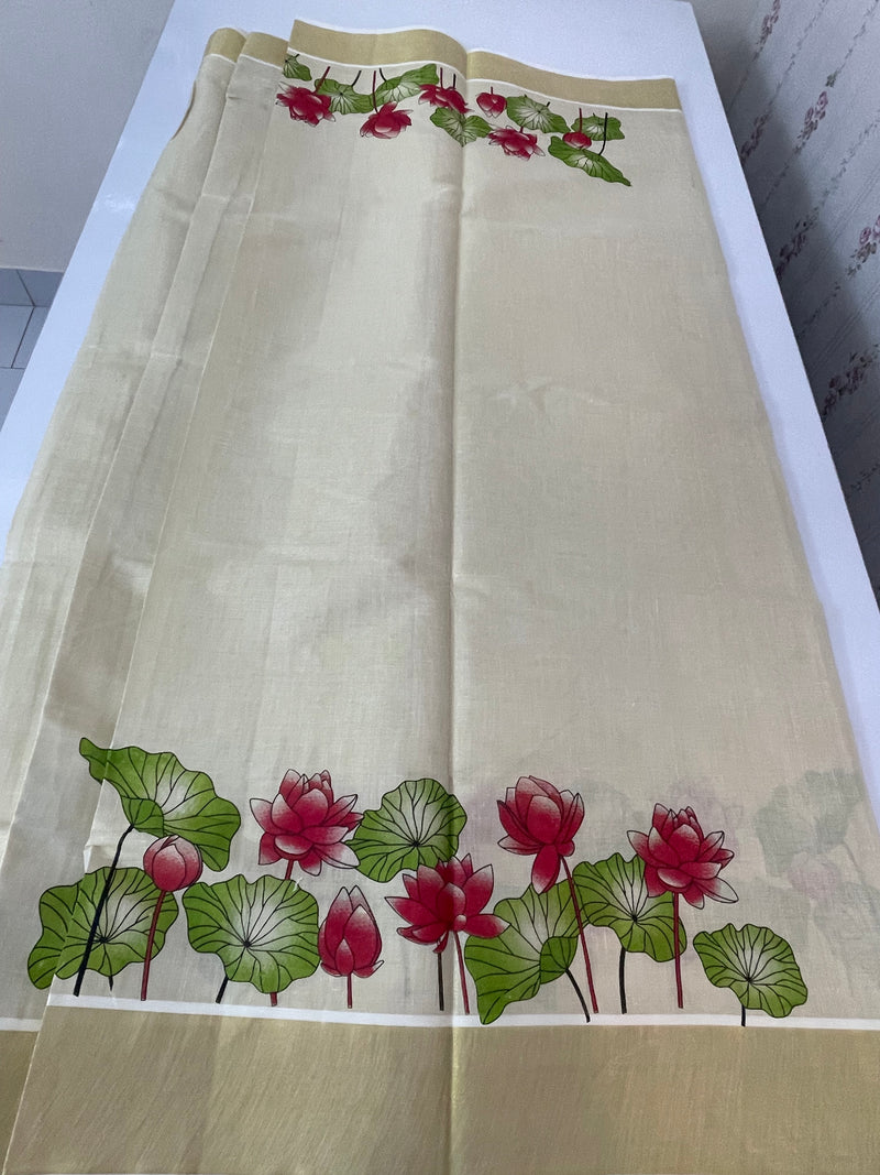 Kerala printed tissue saree