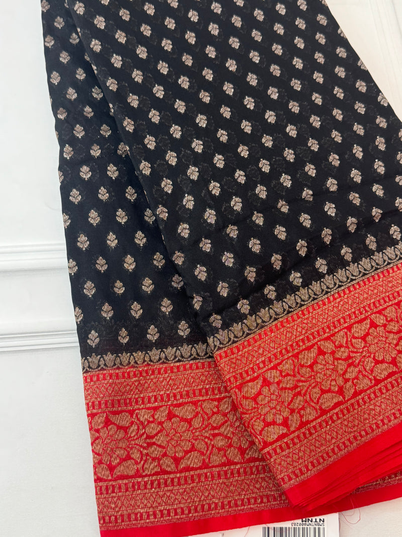 Banarasi viscose Georgette saree MKGS611- Black to Red
