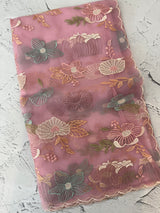 Organza saree with embroidery - MOS390 PastelPink