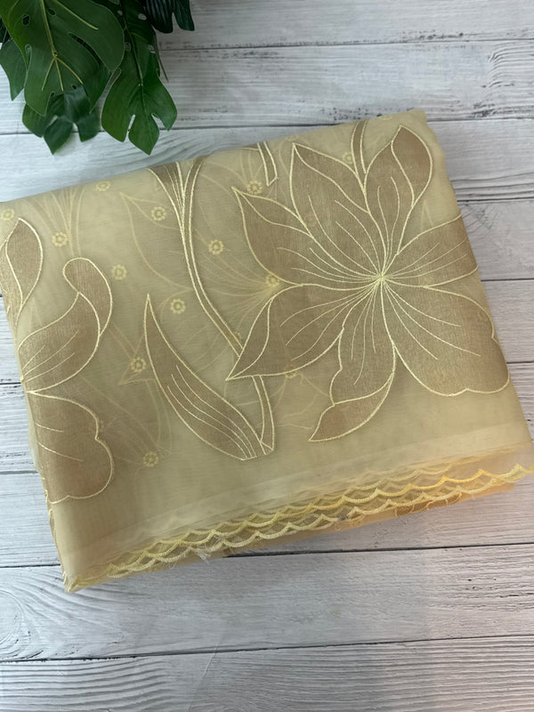 Organza saree with tissue applique work MS5081- Ivory