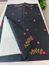 Pure Kota cotton saree with cross stitch embroidery MKAS337 Black