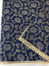 Blended tussar silk saree with embroidery- MSH158 DarkBlue