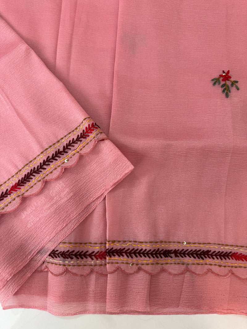 Crush organza-georgette saree with Kanta embriodery MS9761 Pink