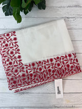 Kota silk saree with embroidery MSB643 White & Red