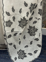 Soft kota silk saree with applique work MS15102- Black& white