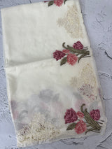 Kota silk saree with cutwork embroidery borders  MKS15239 - Offwhite