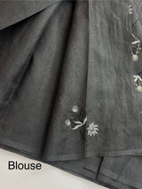 Crushed Blended tussar silk saree with embroidery- MSB7654 Black