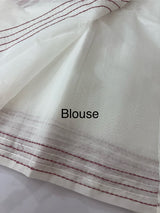 Kota Chanderi saree with kanta embriodery borders and  applique work on pallu MCBS699- White to DuskyPink