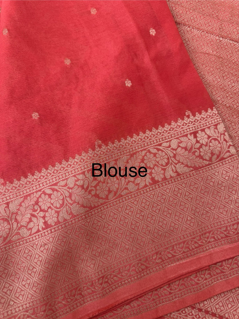 Semi Banarasi Georgette saree MKGS721- Peach