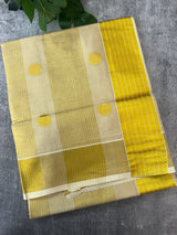 Kerala golden tissue cotton saree - polka dots