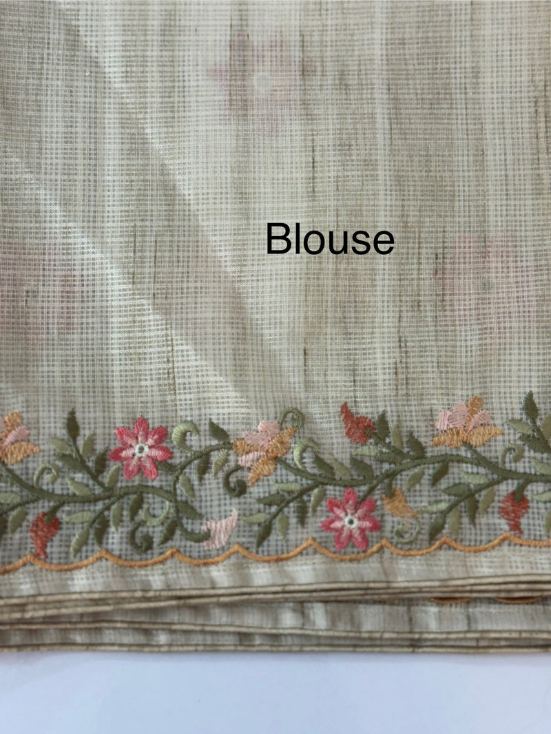 Soft kota silk saree with embroidery MSS678- Beige
