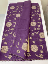 Malai chanderi saree with applique work MSM6201 Purple