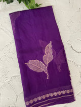 Blended Banarasi silk organza saree with zari weaving MSSA499 Purple