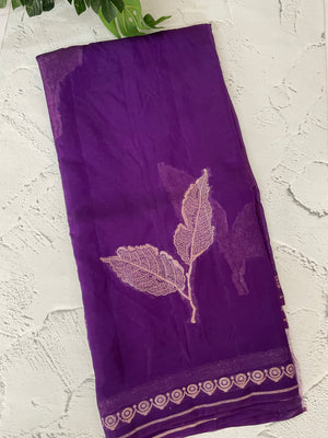 Blended Banarasi silk organza saree with zari weaving MSSA499 Purple