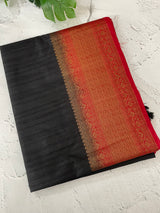 Soft silk sarees with contrast pallu & blouse MJL890Black and Red