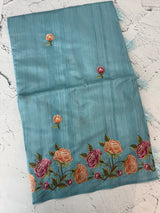 Art tussar saree with embroidery MST677 LightBlue