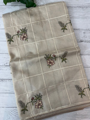 Pure soft kota silk saree with embroidery MS19078 Beige