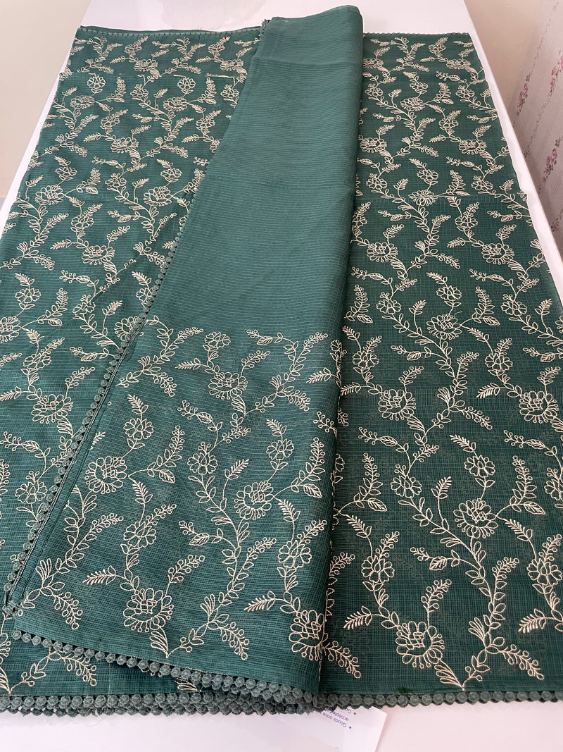Soft kota silk saree with embriodery MS14808- Green
