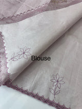 Tissue Silk applique work saree MSH120 Lilac