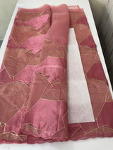 Glass organza saree with thread work- MOS330 PeachPink