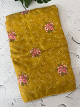 Soft kota checks saree with embroidery - MS7676 MustardYellow
