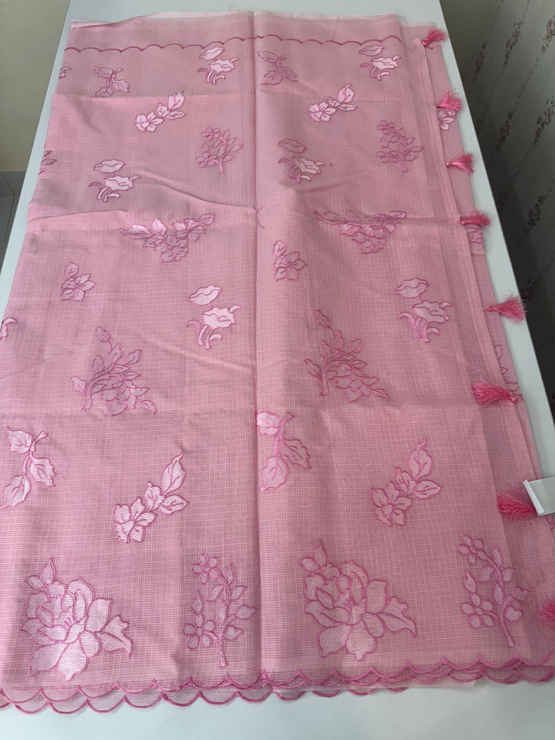 Silky kota embroidery saree  MSK890 Pink