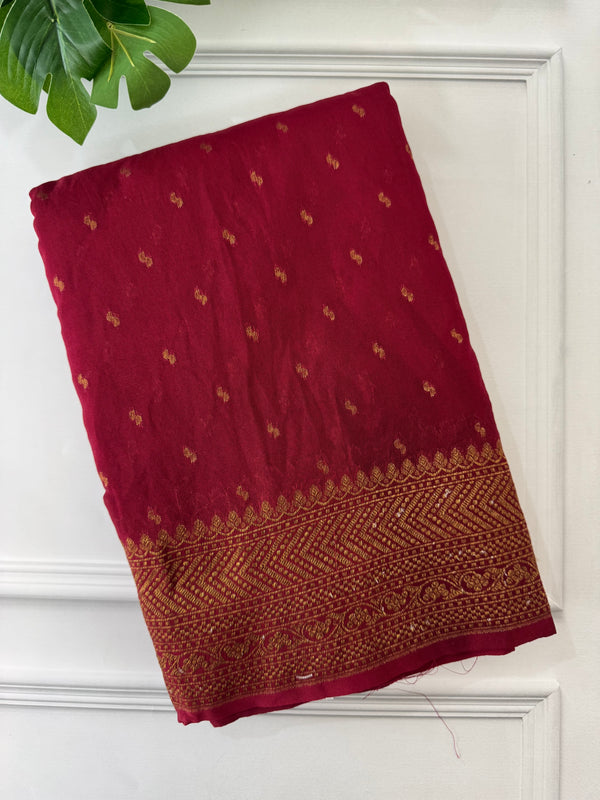 Semi Banarasi viscose Georgette saree MKGS233 MaroonRed