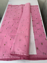 Kota checks saree with embroidery MS7679(1) Pink