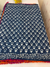 Pure mul cotton hand block printed saree SKSRMY