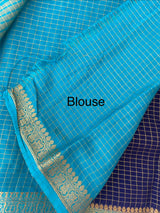 Crepe chiffon saree with small checks zari weaving  MS81890