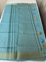 Semi chanderi saree with buttas MSF784 LightBlue