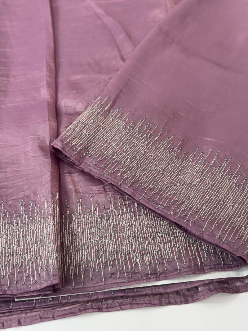 Crush Organza embroidery saree MS9740 Faded Wine