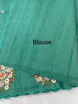 Blended tussar silk saree with embroidery- MS1072