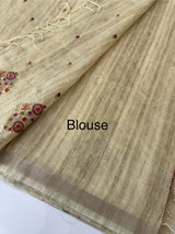 Blended soft tussar silk saree with embroidery- MSB654