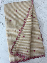 Chanderi Tissue silk saree with scalloped borders - MNM222 Pink